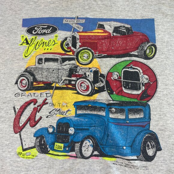 JerZees Mens Graphic T Tee TShirt Size 2X Heather Gray Ford Rat Rod Car Show - Picture 2 of 8